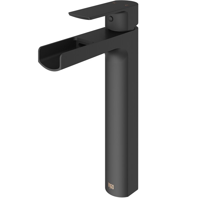 VIGO Amada Matte Black Vessel 1-Handle WaterSense Waterfall Bathroom Sink Faucet