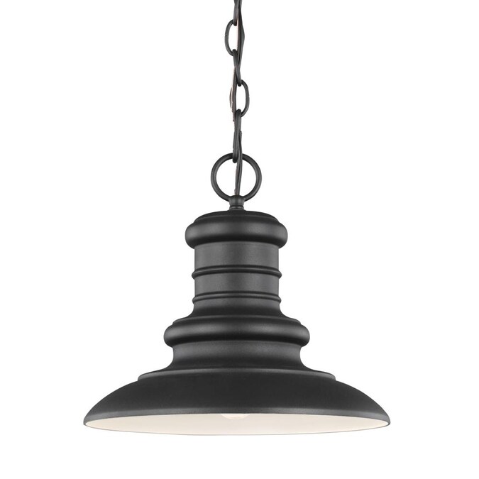 Generation Lighting Redding Station Textured Black Modern/Contemporary Bowl Medium Outdoor Hanging Pendant Light