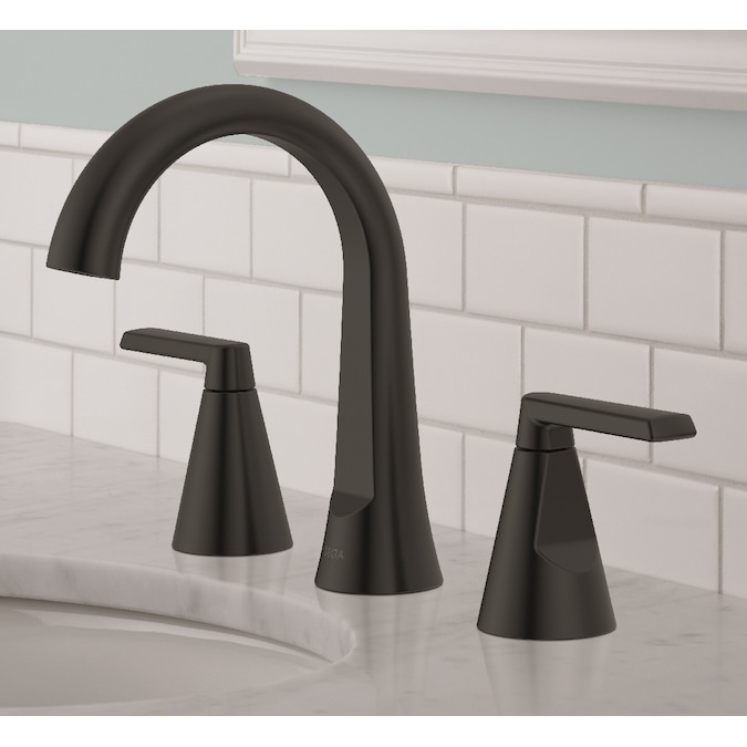Delta Sparrow Matte Black Widespread 2-Handle WaterSense Bathroom Sink Faucet with Drain