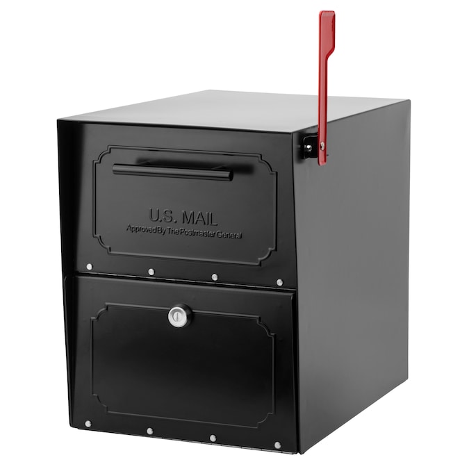 Architectural Mailboxes Post Mount Black Metal Extra Large Lockable Mailbox