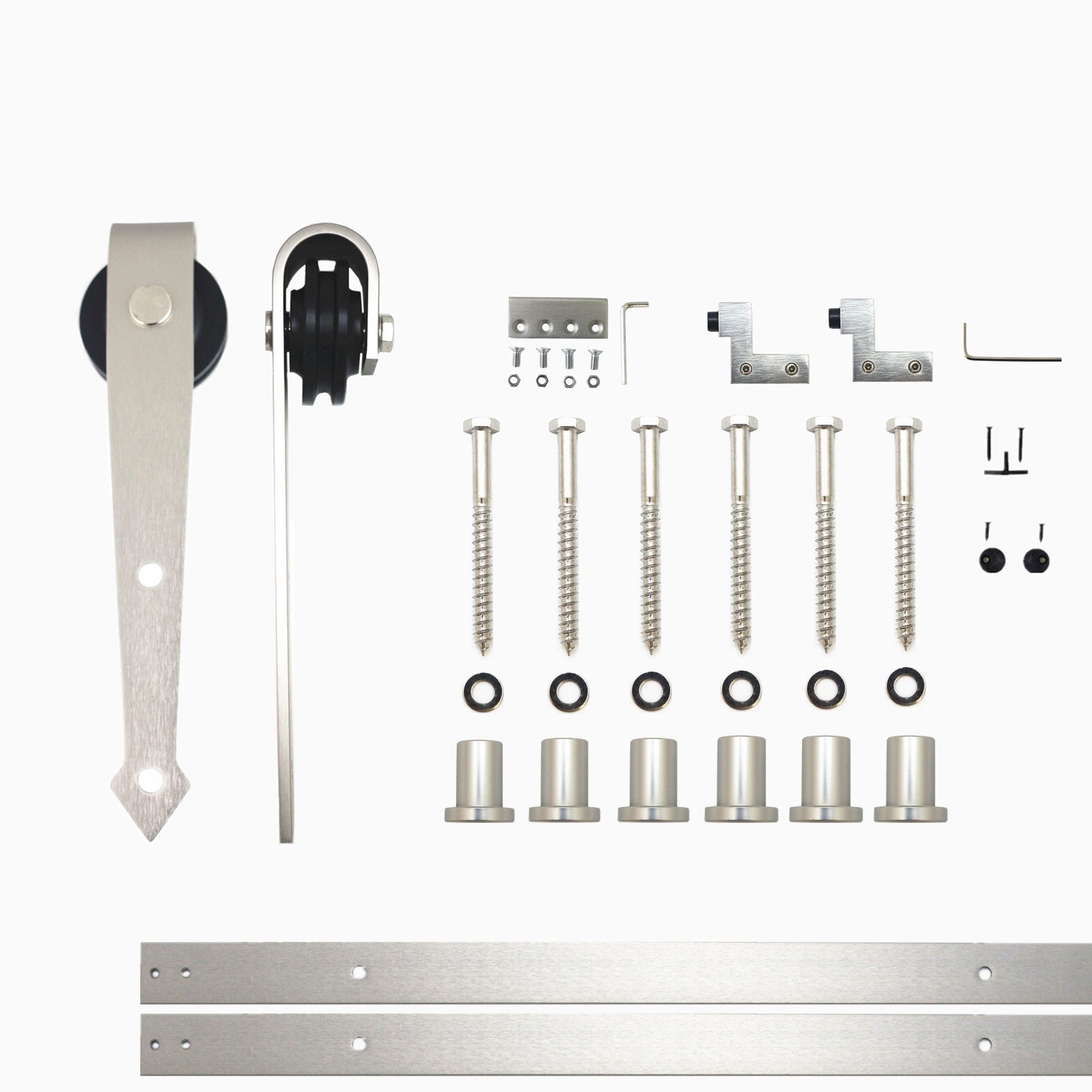108-in Brushed Brushed Nickel Indoor Arrow Single Barn door hardware kit