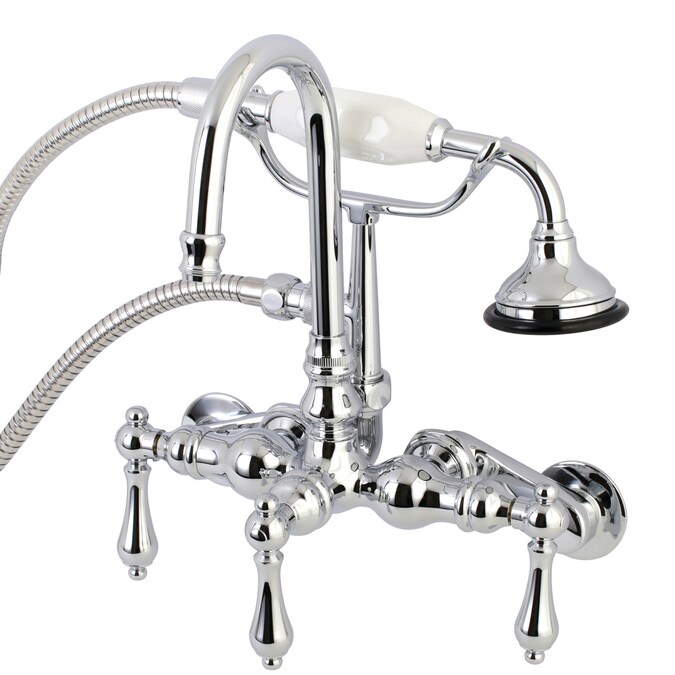 Kingston Brass Vintage Polished Chrome 3-handle Wall-mount High-arc Bathtub Faucet with Hand Shower (Valve Included)