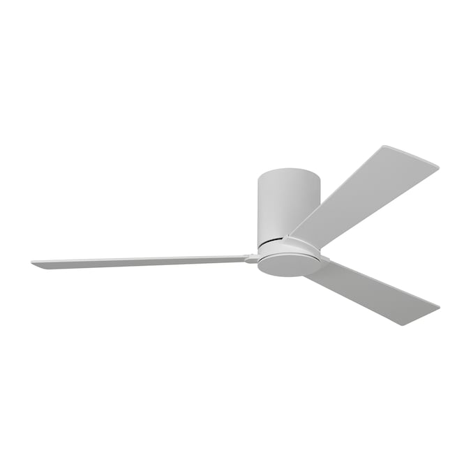 Generation Lighting Rozzen 52 Hugger 52-in Matte White Indoor/Outdoor Flush Mount Ceiling Fan and Remote (3-Blade)