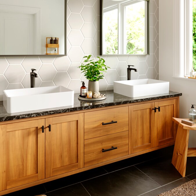 Karran Woodburn Matte Black Vessel 1-Handle Bathroom Sink Faucet with Drain - Image 7