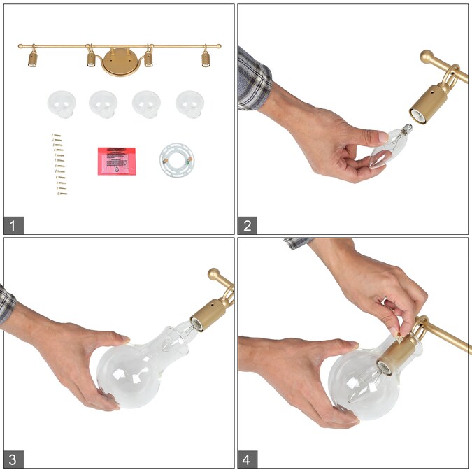 LNC Charm 29-in 4-Light Matte Gold LED Modern/Contemporary Vanity Light Bar - Image 15