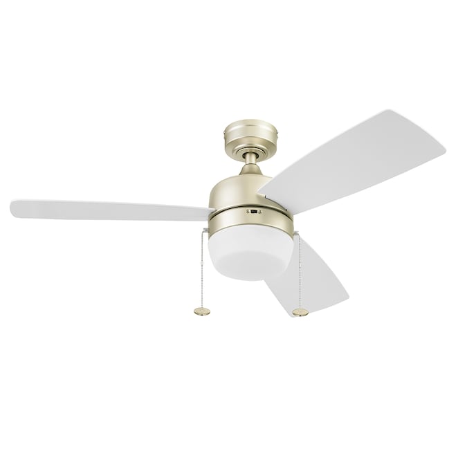 Honeywell Barcadero 44-in Champagne with White, Honey Oak Blades Indoor Ceiling Fan with Light (3-Blade)