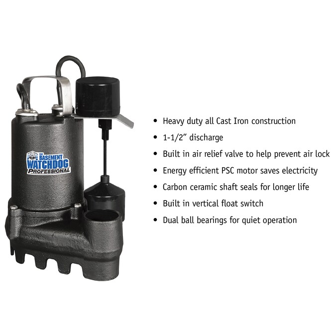 Basement Watchdog 1/2-HP 115-Volt 71-GPM Cast Iron Submersible Sump Pump - Image 2