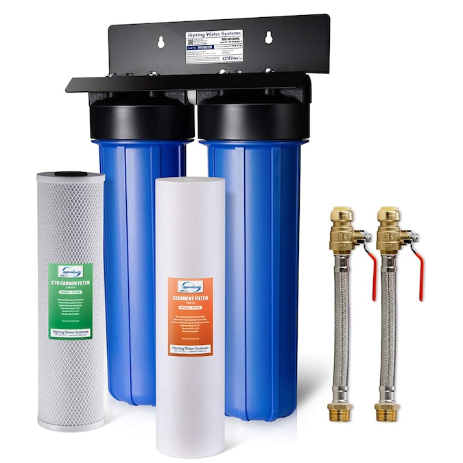iSpring Whole House Water Filter with Ball Valves Dual-stage 15-GPM Carbon Block Well Water Whole House Water Filtration System