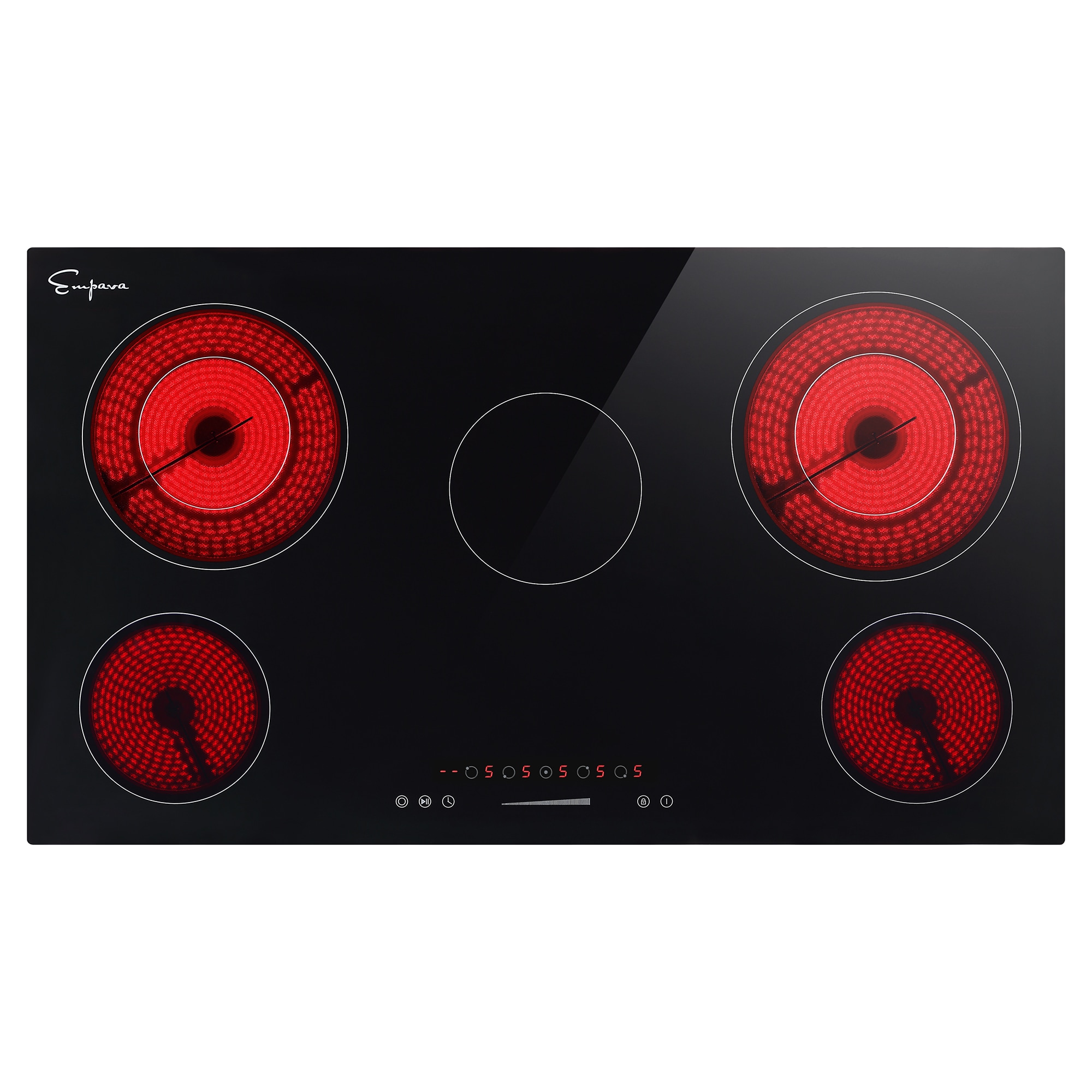 240V Flat Top Electric Stove 36-in 5 burners Smooth Surface (Radiant) Black Electric Cooktop