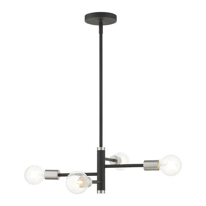 Livex Lighting Bannister 4-Light Matte Black Modern/Contemporary Damp Rated Chandelier