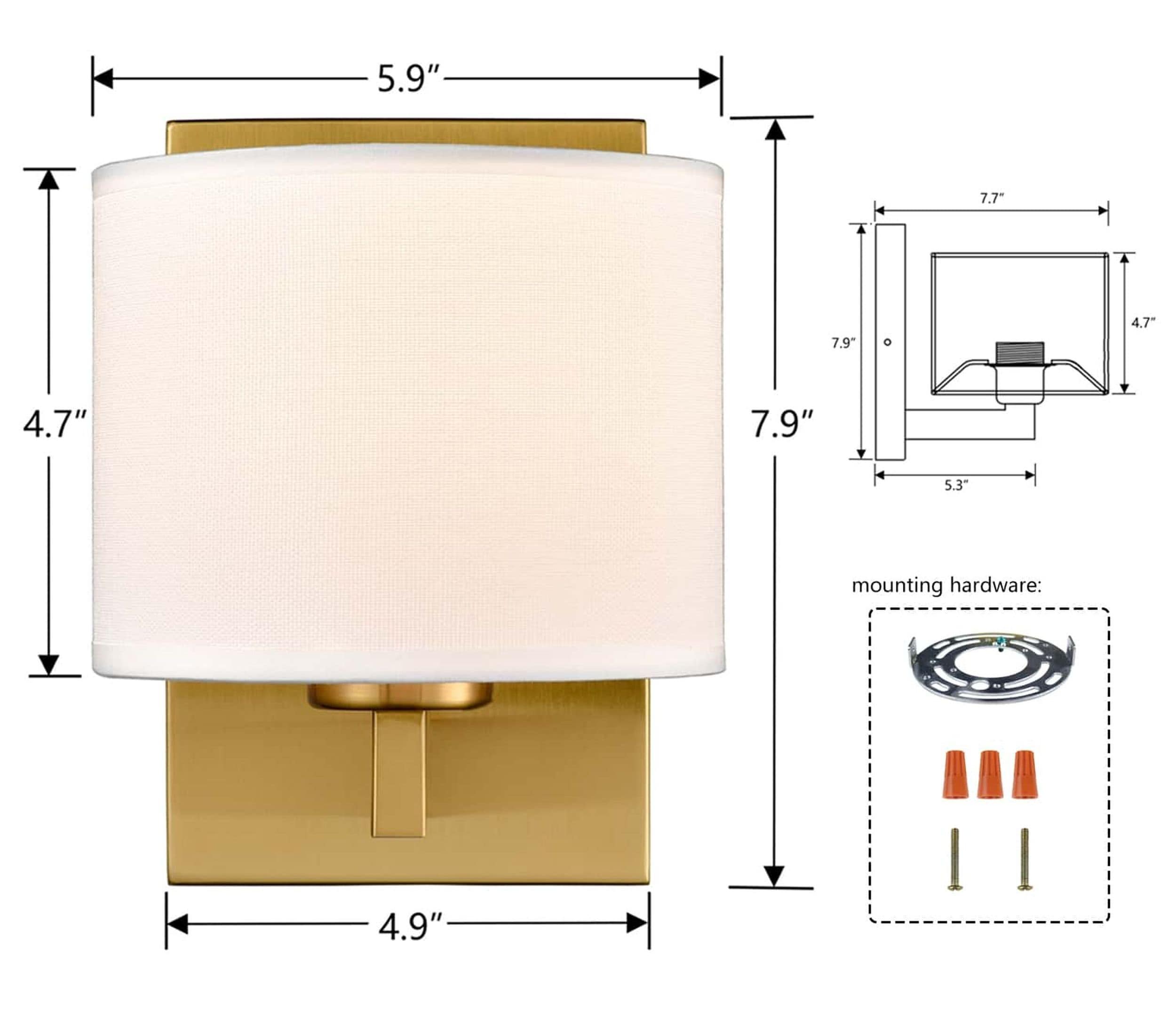 Fabric 5.9-in W 2 -Light Brushed Brass Wall Sconce - Image 6