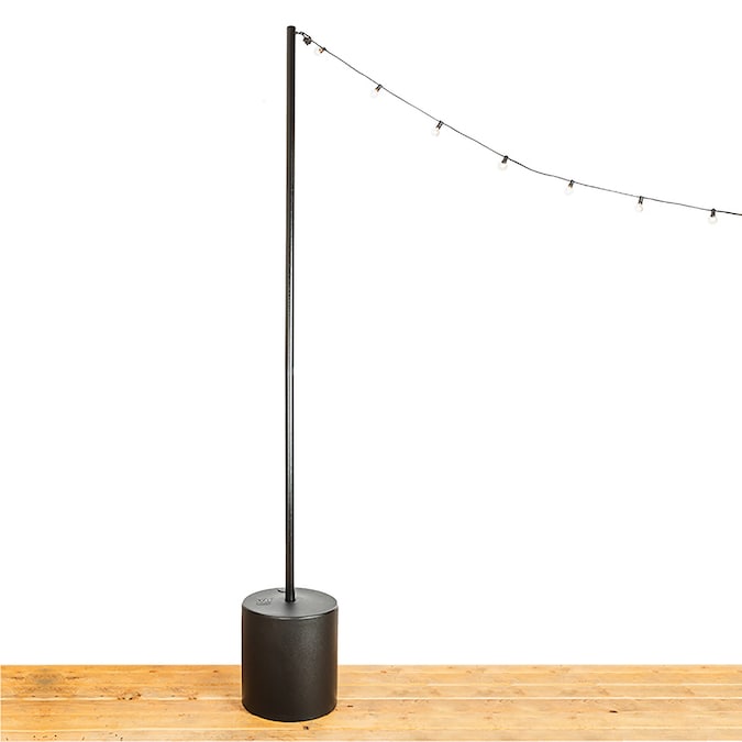 Allsop 9.5' Heavy-Duty String Light Pole Stand with Freestanding Tank Base for Grass, Patio, Events