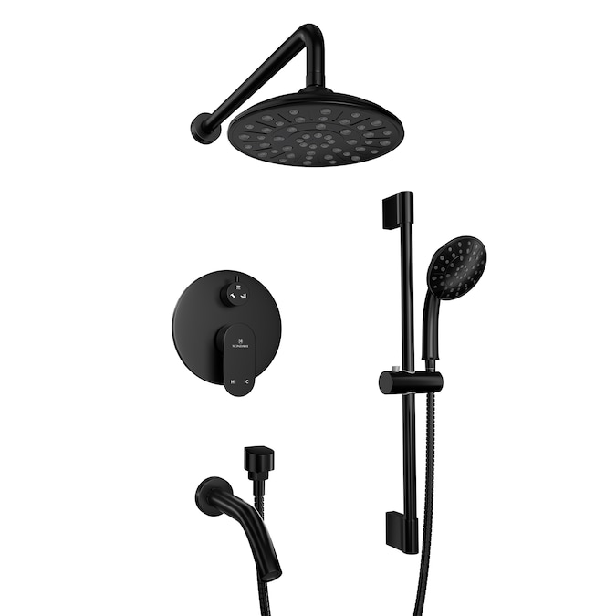 Mondawe Matte Black 8-in Built-In Shower Faucet System with 3-way Diverter (Pressure-balanced Valve Included)