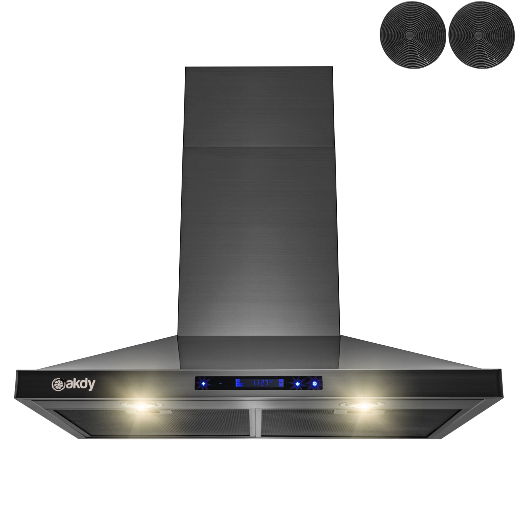 30 inch Convertible 343-CFM Black Wall-Mounted Range Hood with Charcoal Filter