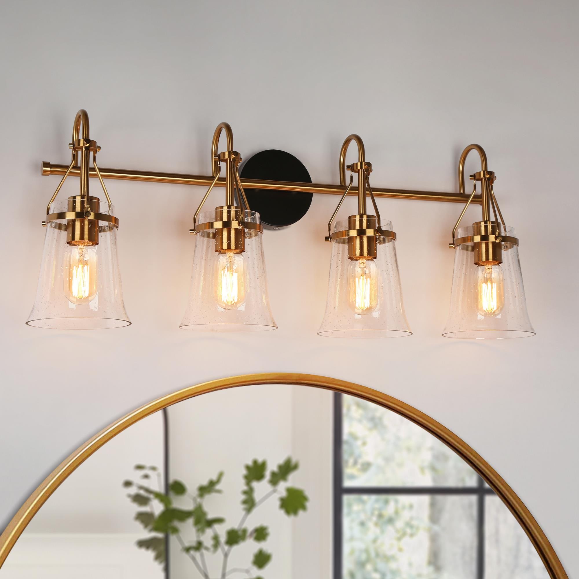 Auisre 30-in 4 -Light Polished Brass Transitional Vanity light bar