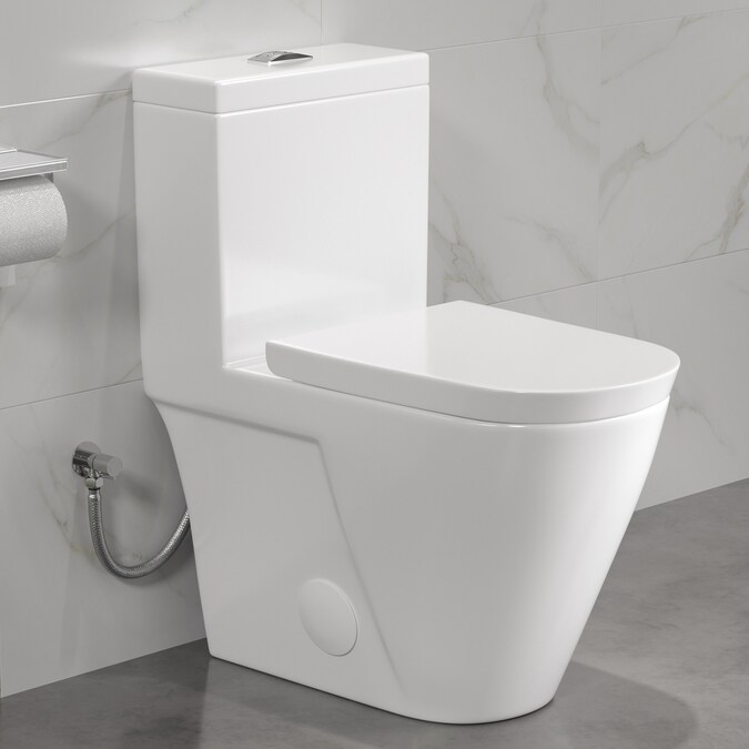 Eridanus Turner Crisp White Dual Flush Elongated Chair Height 1-Piece Soft Close Toilet 12-in Rough-In WaterSense 1.6-GPF