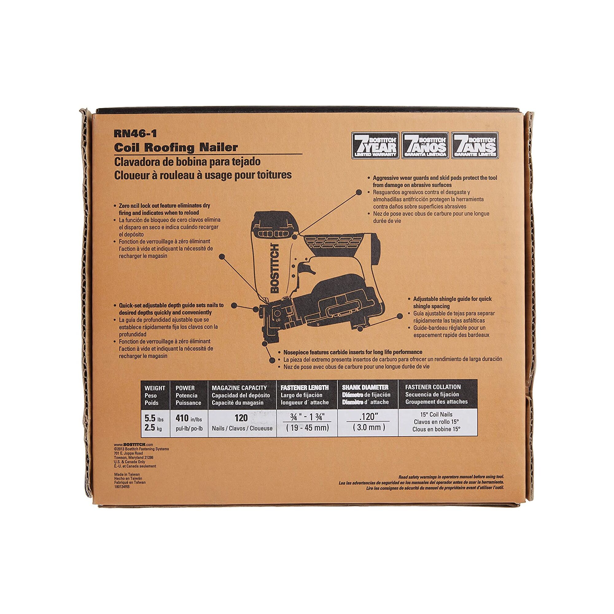 1-3/4-in 15 -Degree Pneumatic Coil Roofing Nailer - Image 8