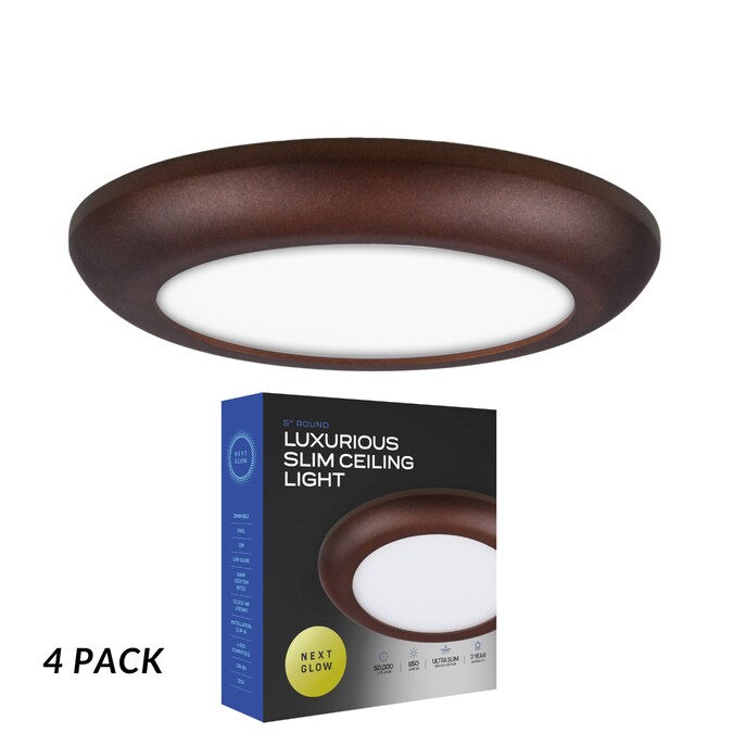 Next Glow Luxuries Slim Ceiling Light 1-Light Matte Bronze LED Flush Mount Light