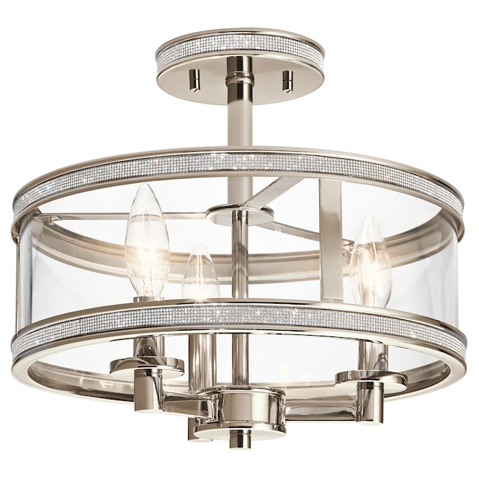 Kichler Angelica 3-Light 13-in Polished Nickel Semi mount light