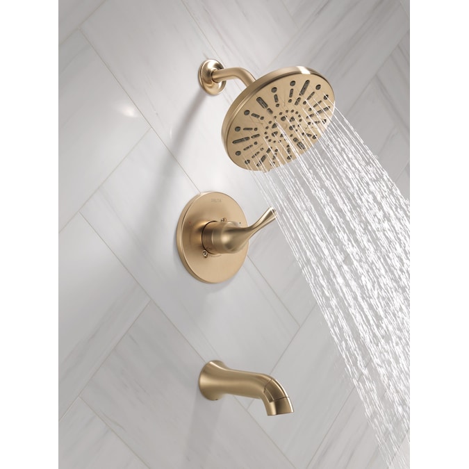 Delta Eldren Champagne Bronze 1-handle Multi-function Round Bathtub and Shower Faucet - Image 12