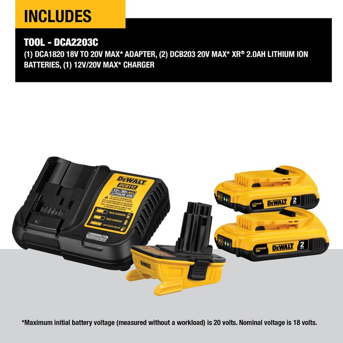 DEWALT 20-V 2-Pack Lithium Battery Adapter Kit (2 Ah) - Image 4
