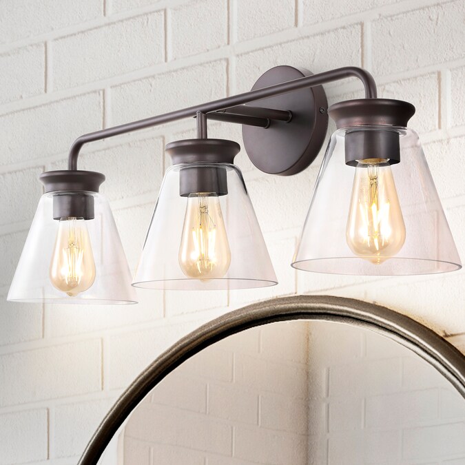 JONATHAN  Y Kondo Iron Modern Farmhouse 27-in 3-Light Oil-Rubbed Bronze LED Industrial Vanity Light