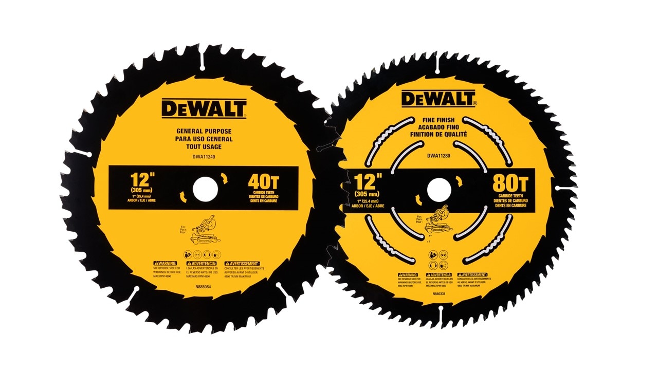 12-in 40 and 80 -Tooth Fine/Rough Finish Tungsten carbide-tipped steel Miter saw blade Set 2 -Pack