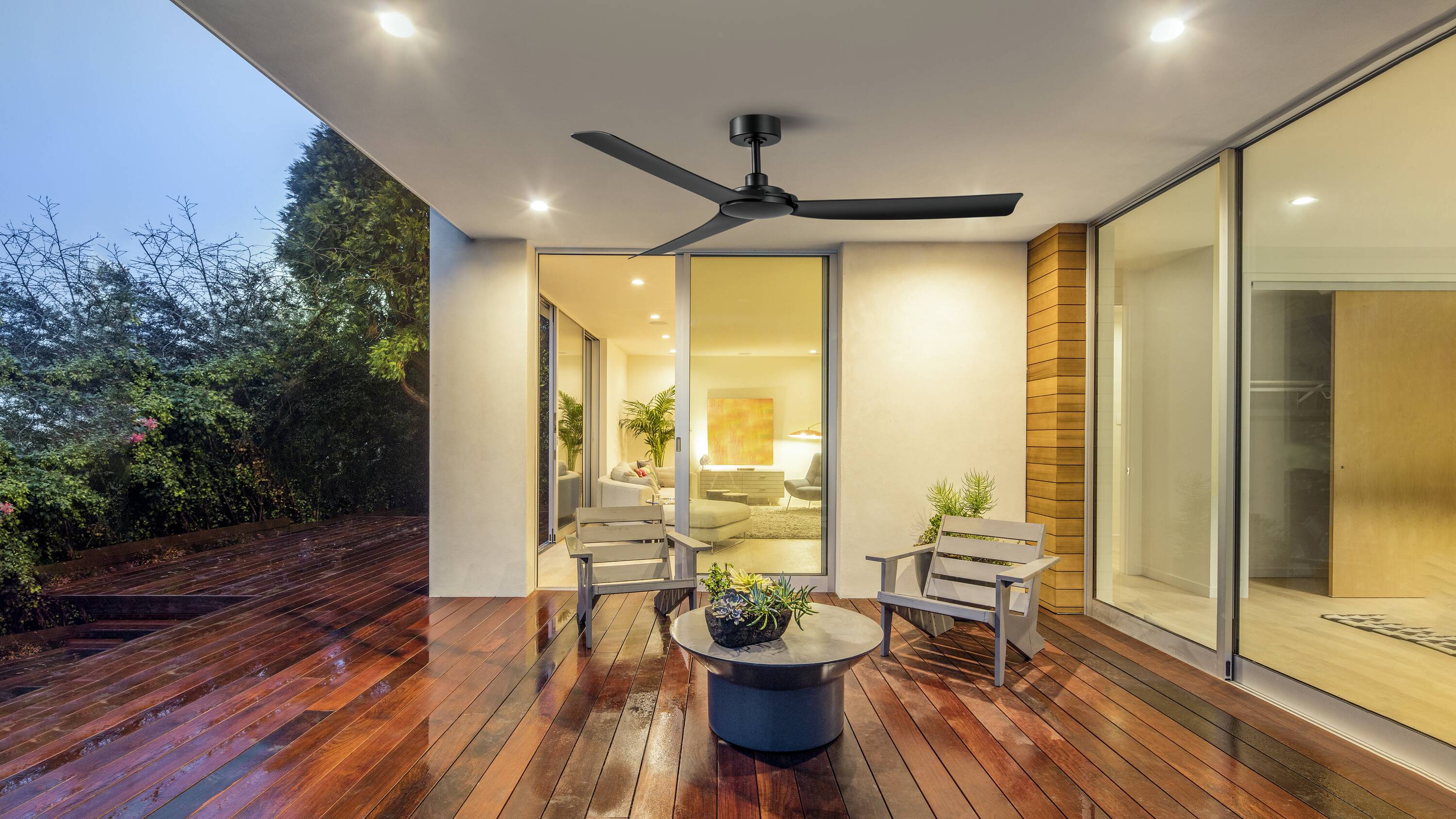 Lochwood 60-in Outdoor Matte Black with Matte Black Blades Ceiling Fan Without Light - Remote Included ( 3 -Blade ) - Image 11