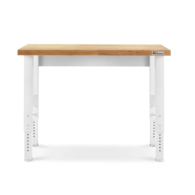 Gladiator Adjustable Height 52.4-in L x 41-in H Hammered White Wood Adjustable Height Work Bench