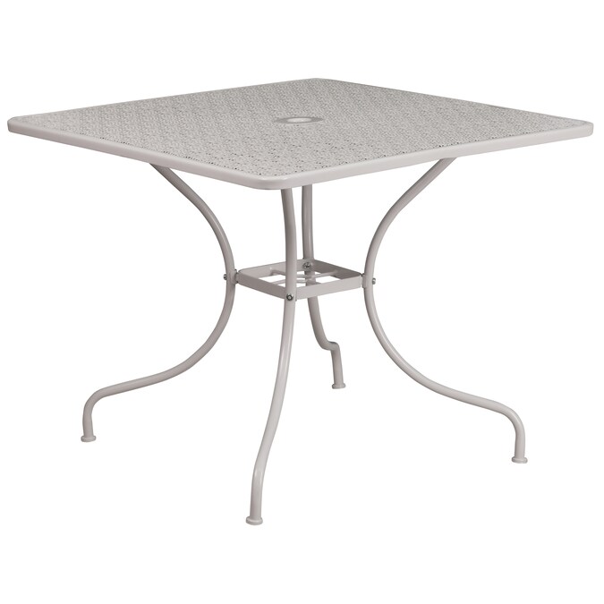 Flash Furniture Oia Light Gray Contemporary/Modern Dining Table, Metal with Gray Metal Base 35.5-in L x 28.75-in H