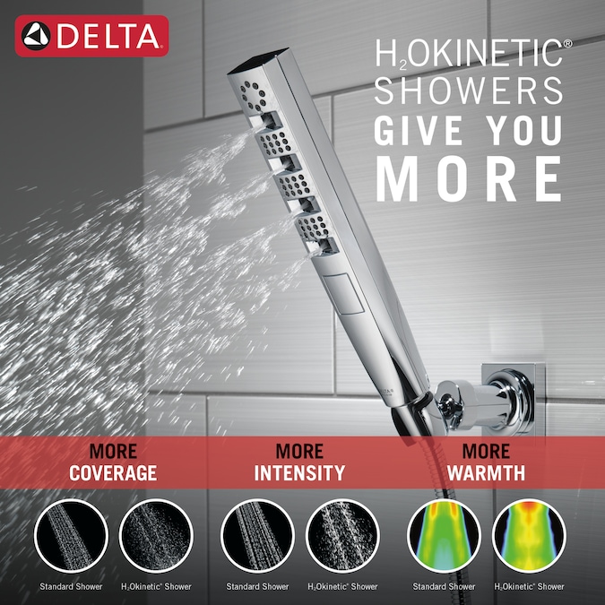 Delta Tetra Lumicoat Chrome 11.31-in Rectangle Handheld Shower Head 1.75-GPM (6.6-LPM) - Image 5