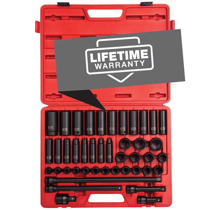 SUNEX TOOLS 43-Piece Metric 1/2-in Drive Set 6-point Impact Socket Set