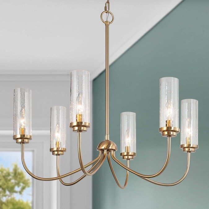 LNC Ellan 6-Light Multiple Finishes Gold Modern/Contemporary LED Dry rated Chandelier
