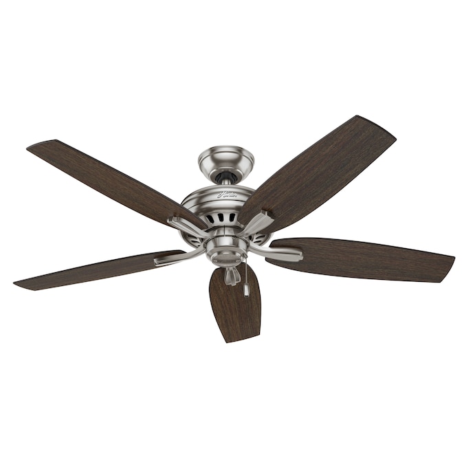 Hunter Newsome 52-in Brushed Nickel with Medium Walnut/Dark Walnut Blades Indoor Ceiling Fan Light Kit Compatible (5-Blade)