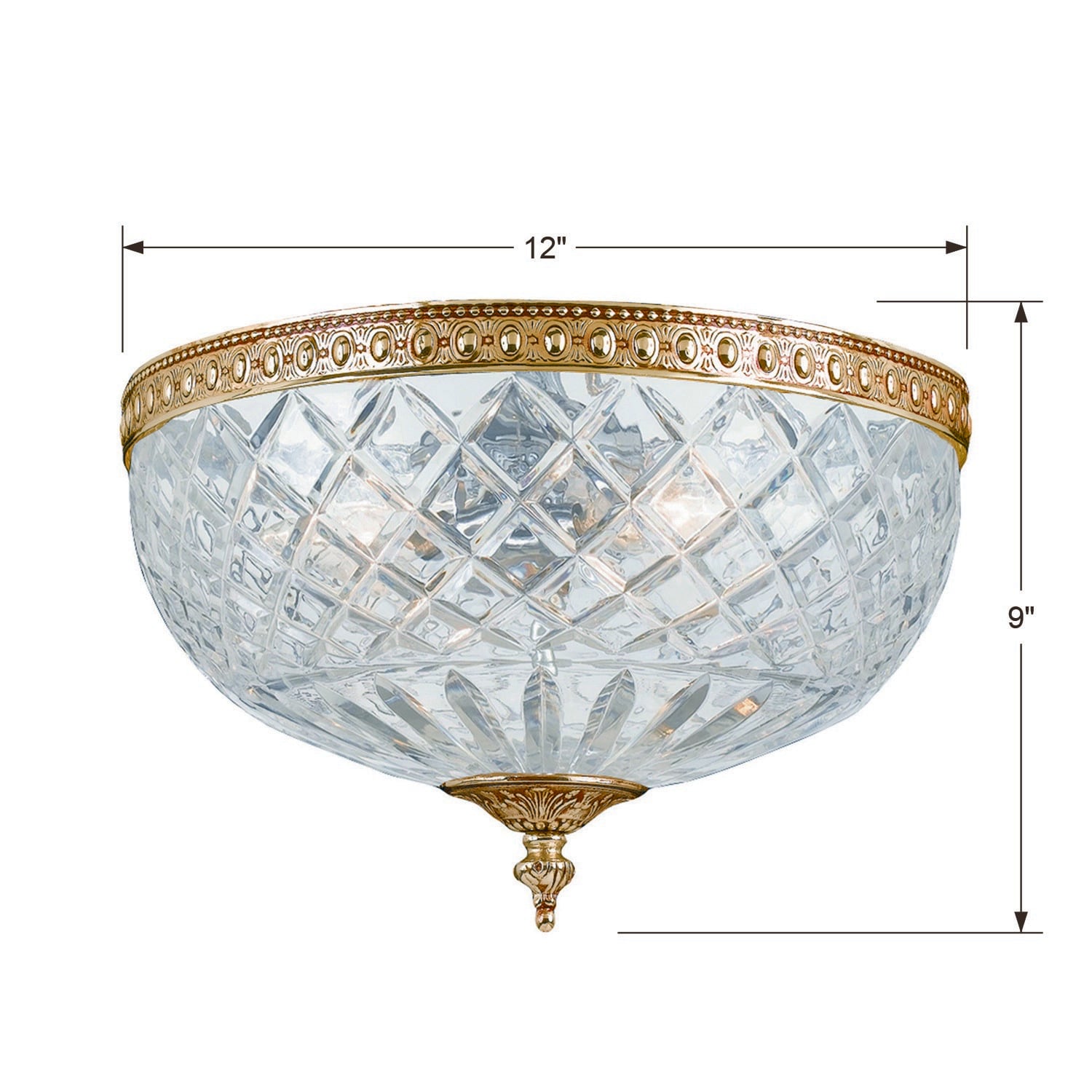 Ceiling Mount 3 -Light 12-in Antique Gold Flush Mount Light - Image 6