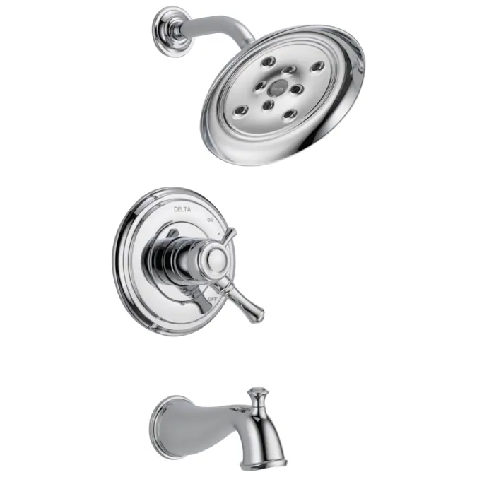 Delta Cassidy Chrome 2-handle Single Function Round Bathtub and Shower Faucet