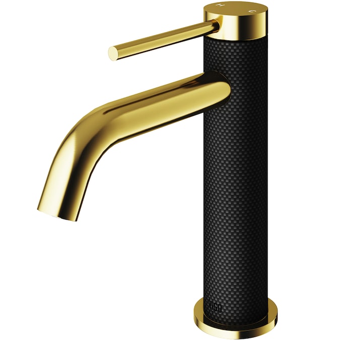 VIGO Madison Matte Brushed Gold/Matte Black Single Hole 1-Handle WaterSense Bathroom Sink Faucet