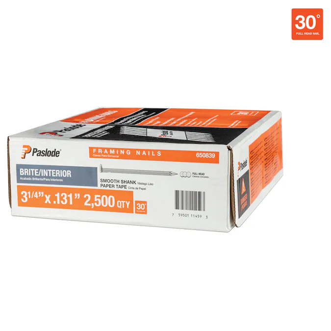 Paslode 3-1/4-in x 0.131-in 30-Degree Bright Smooth Shank Collated Framing Nails (2500-Per Box)