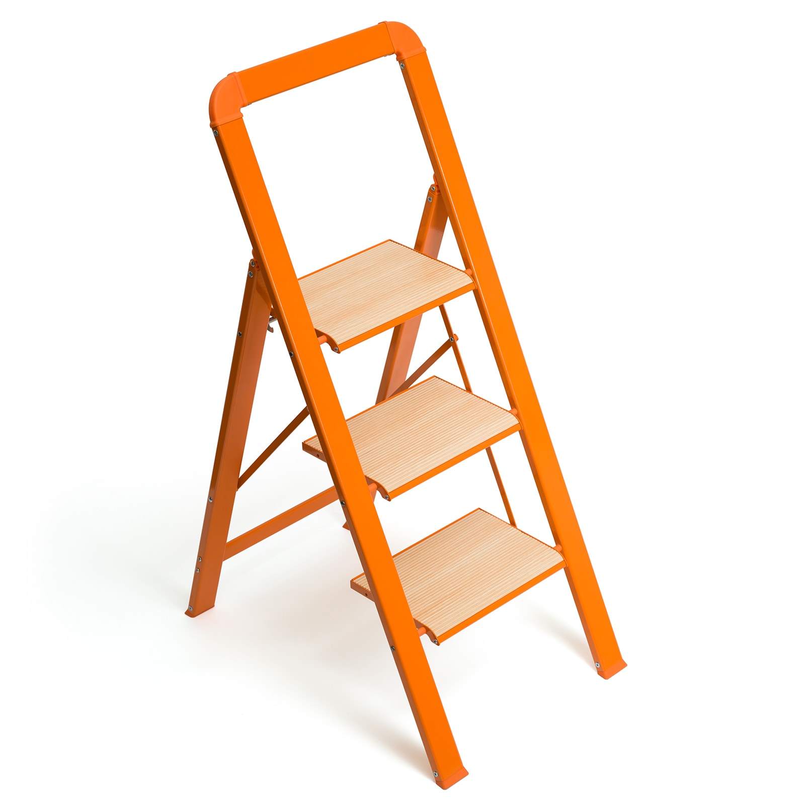 Folding Step Stool 3.38-ft ( 7.5-ft Reach Height ) Aluminum Not rated Load Capacity Step ladder