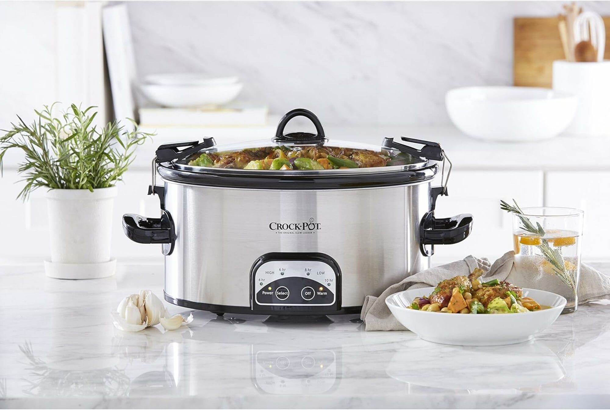 6-Quart Programmable Lockable Large Slow Cooker ( Stainless steel ) - Image 3