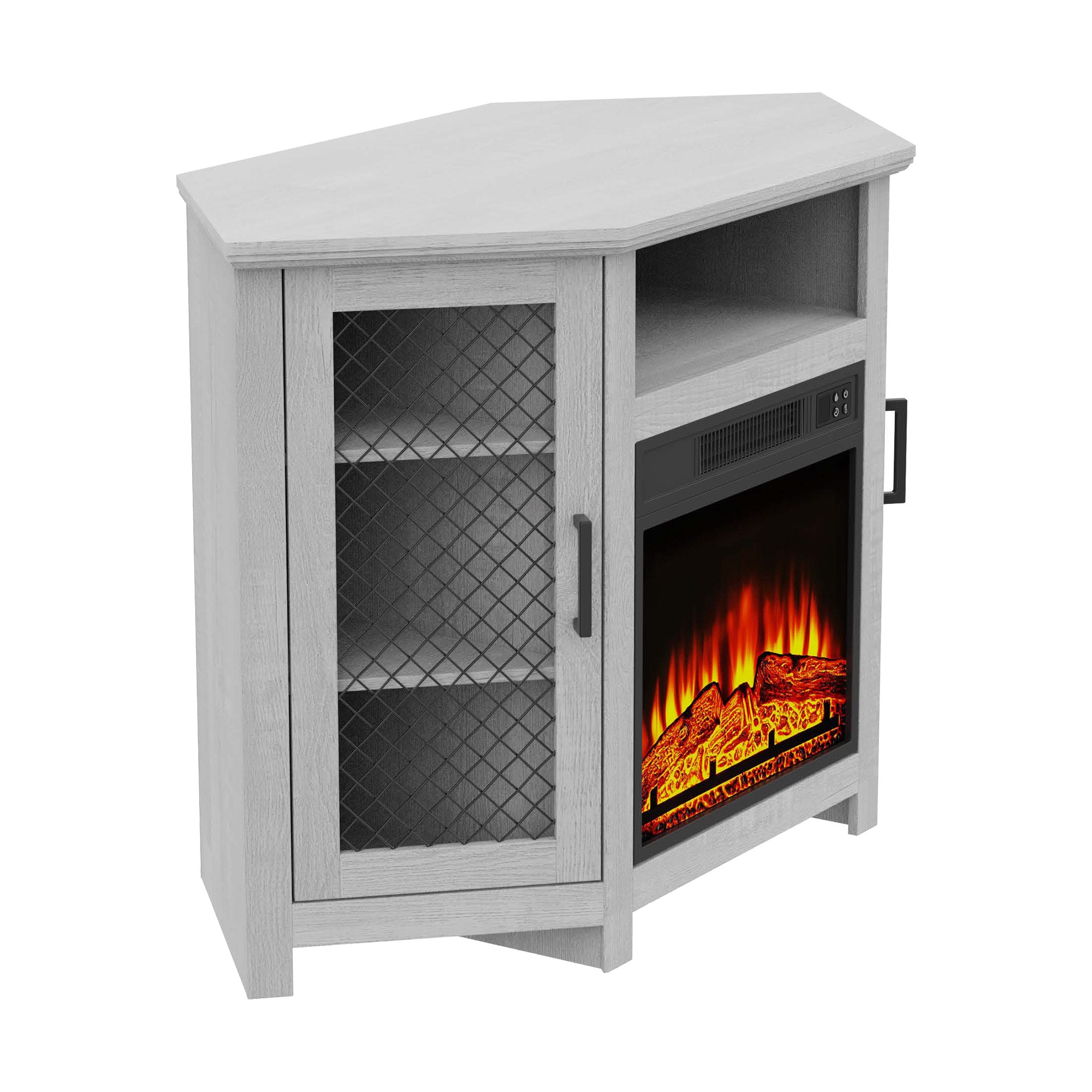 45-in W Gray TV Stand with LED Corner or flat wall Electric Fireplace with Remote Control Included - Image 8