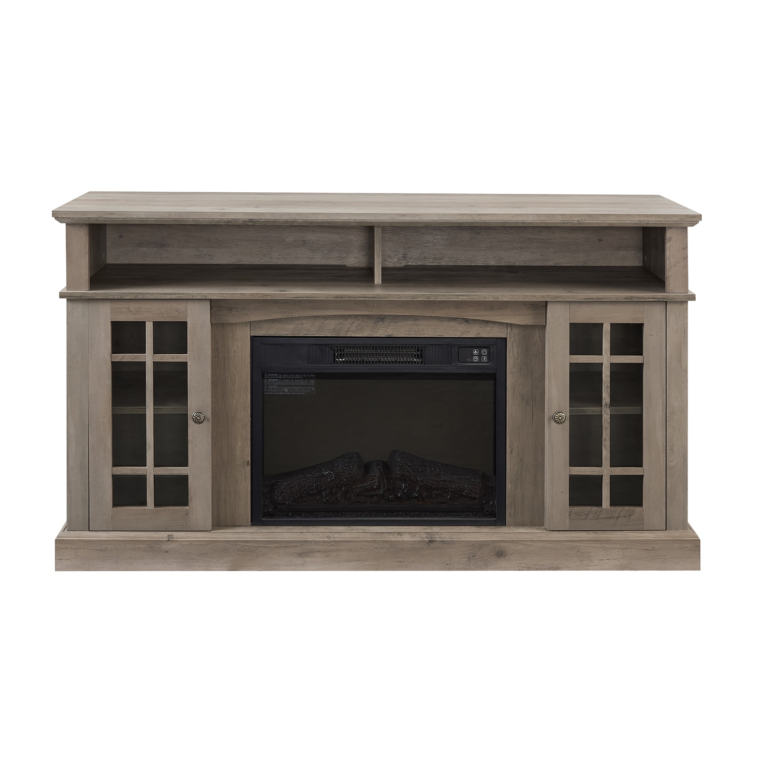58.25-Inches W Gray Washed TV Stand with LED Corner or flat wall Electric Fireplace with Remote Control Included