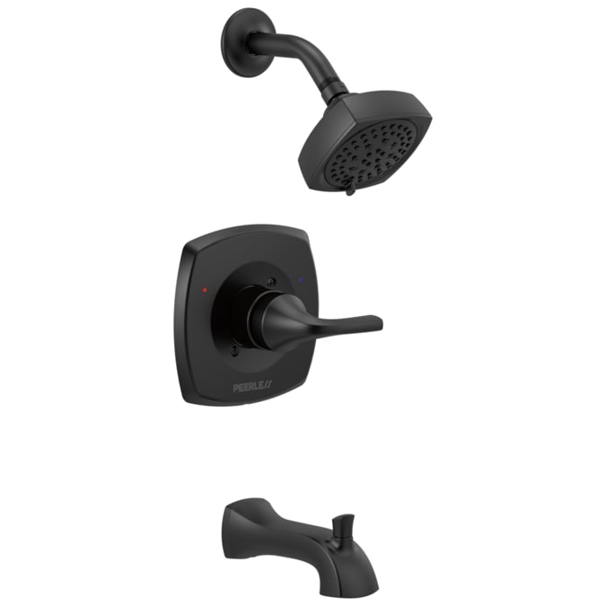 Peerless Parkwood Matte Black 1-handle Multi-function Round Bathtub and Shower Faucet