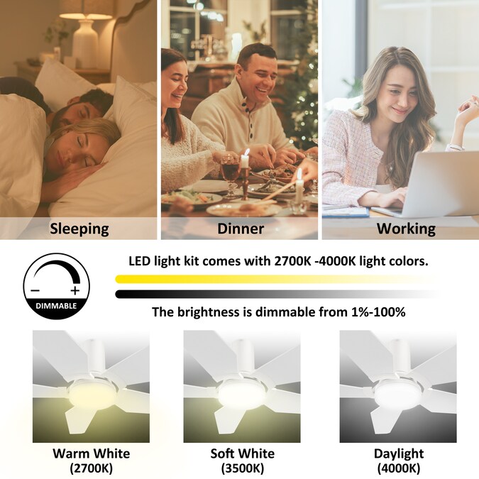 CARRO USA Voyager 52-in White Indoor/Outdoor Flush Mount Smart Ceiling Fan with Light and Remote (5-Blade) - Image 7