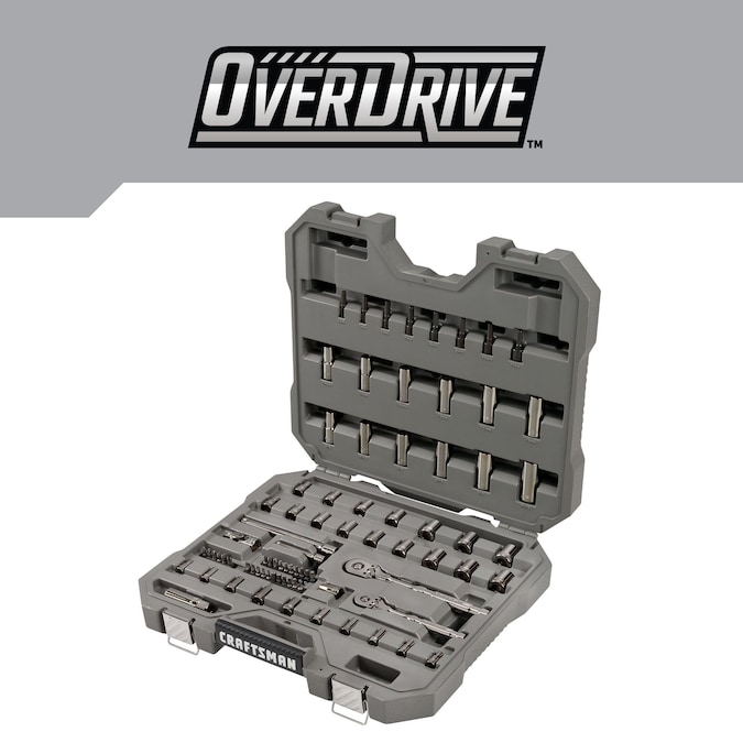 CRAFTSMAN OVERDRIVE 80-Piece Standard (SAE) and Metric Gunmetal Chrome Mechanics Tool Set with Hard Case - Image 2