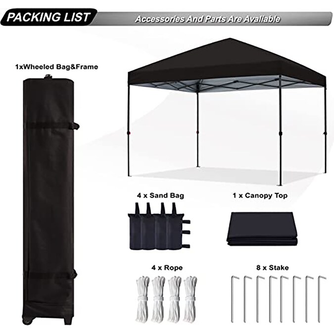 ABCCANOPY 10-ft x 10-ft Square Black Pop-up Canopy - Image 3