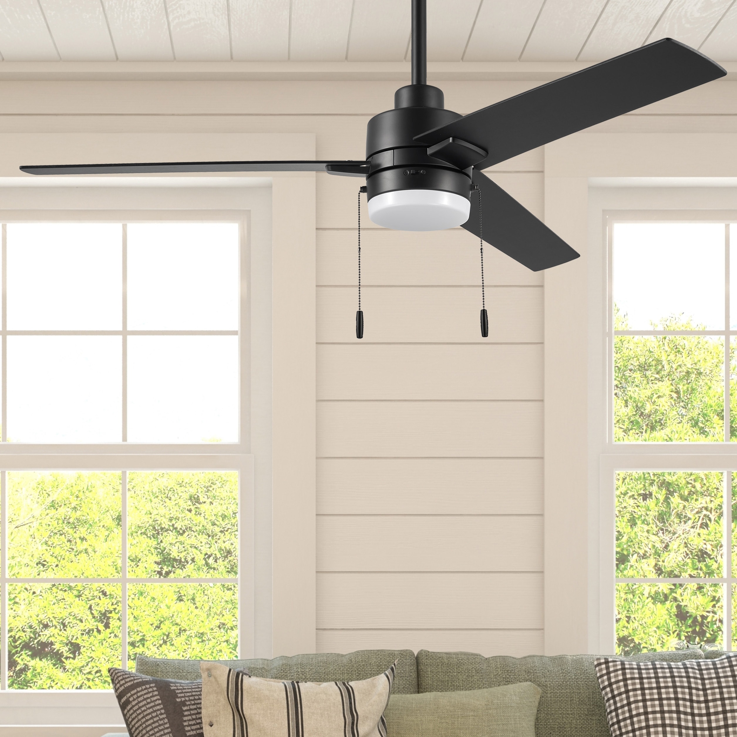 Brinson 52-in Integrated LED Black with Black/Dark Gray Walnut Blades Ceiling Fan With Light ( 3 -Blade )