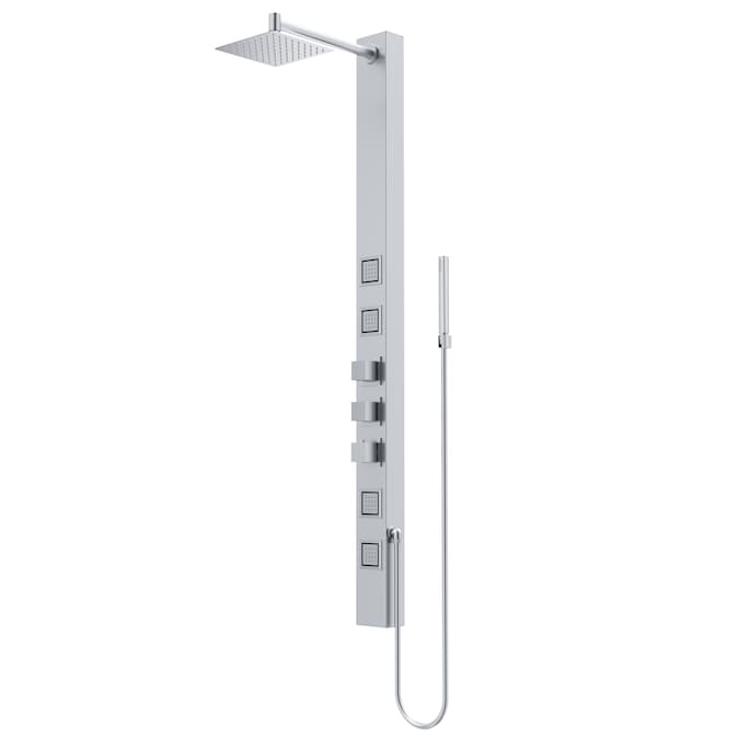 VIGO Sutton Stainless Steel 8-in Waterfall Shower Panel System with 3-way Diverter (Thermostatic Valve Included)