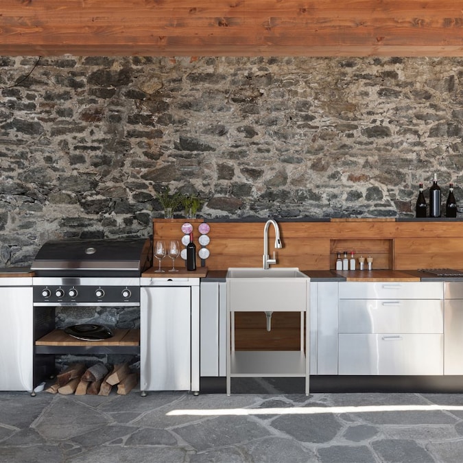 Transolid 22.1-in x 24-in 1-Basin Brushed Satin Freestanding Laundry Sink with Faucet - Image 3