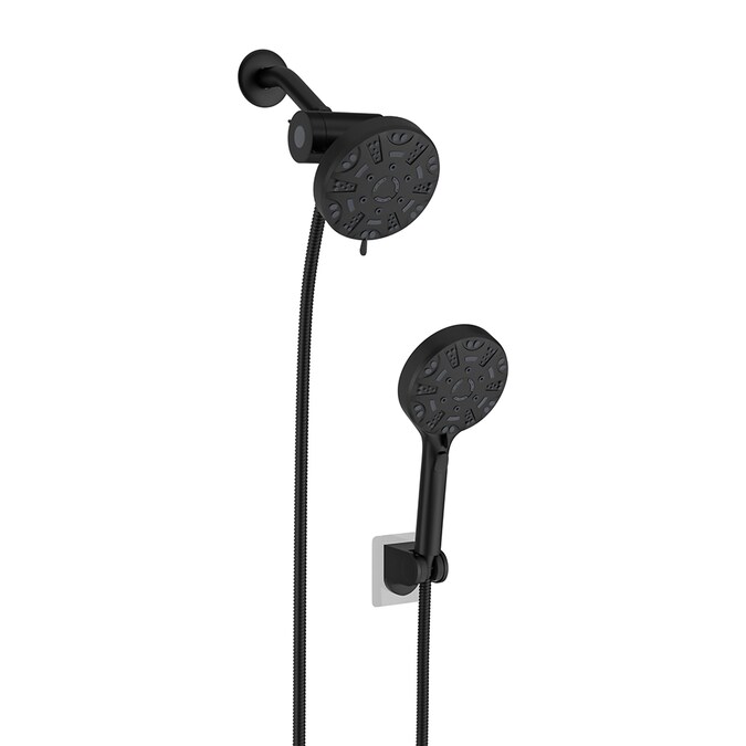 KICHAE 8-Mode Matte Black 4.7-in Round Dual/Combo Shower Head 1.8-GPM (6.8-LPM)